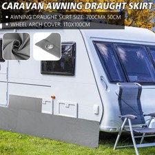 7m Length X 50cm Deep Caravan Awning Mud / Draught Skirt Wheel Arch Covers Grey