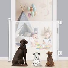 Extra Wide Retractable Dog Baby Safety Gate 180x85cm Indoor Outdoor White RRP£37