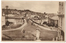The Bridge from Station Bideford postcard Devon #N8917 cars people Bideford pm