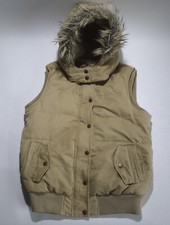Fat Face Gilet Body Warmer Down & Feather Light Khaki / Beige Ladies UK Size 12