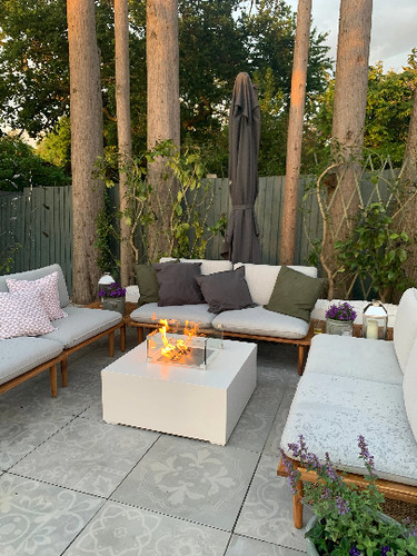 Concrete gas fire - concrete, table