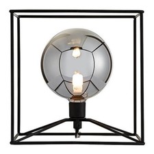 Litecraft Table Lamp Square Frame Base With Smoke Tint Shade - Black Clearance