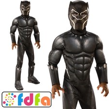 Rubies Official Deluxe Black Panther Avengers Boys Fancy Dress Costume New