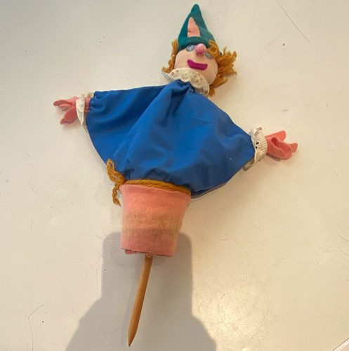 Handmade clown rod puppet - rod,
