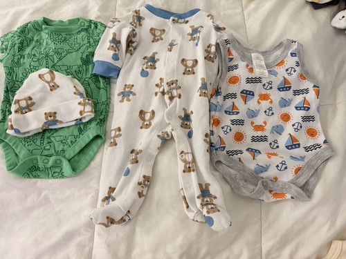 Newborn 3pc cotton knit - newborn,