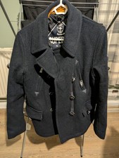 Superdry Navy Label Pea Coat Size M Medium Nautical