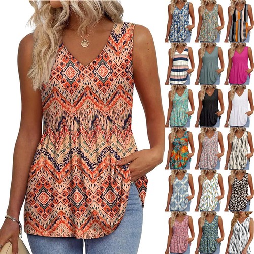 Ladies sleeveless neck - v-neck, tops