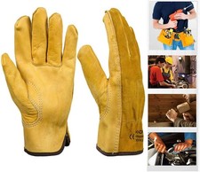 Gardening Gloves for Men Women Heavy Duty Thorn Proof Leather Work Yard Gloves