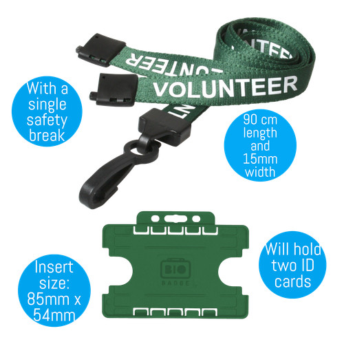 Green volunteer neck lanyard - volunteer,