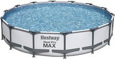 Bestway Steel Pro Max Round Frame Swimming Pool with Filter Pump, Grey, 14ft
