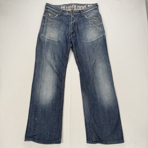 Blue blood baggy bootcut jeans - blue,