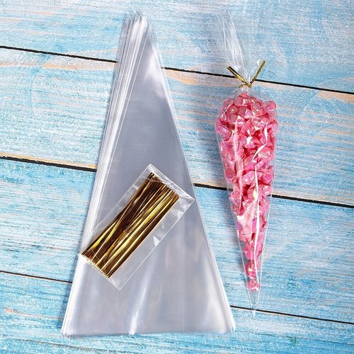 50x clear cellophane cone - clear,