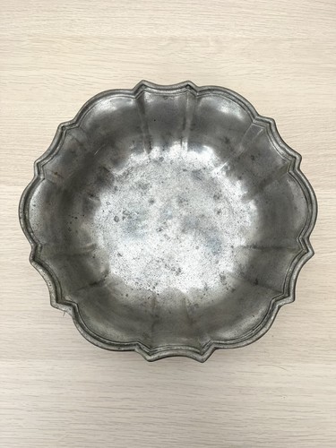 Antique heavy pewter dish - antique,