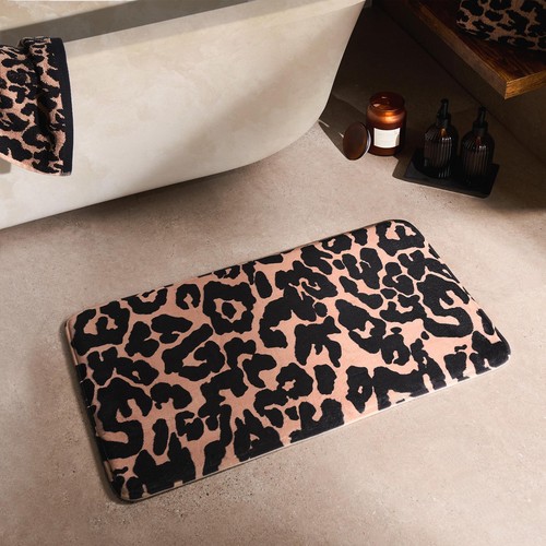 Leopard bath mat cushioned - cushioned, non