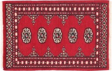 Pakistan Bukhara carpet 60x90 hand knotted red geometric Oriental short pile L