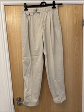 Mens Beige Cotton Trousers Waist 30” Inside Leg 31” M & S