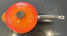 Le Creuset Volcanic Orange Sauce Pan With Lid Vintage Size 18 Cast Iron Original