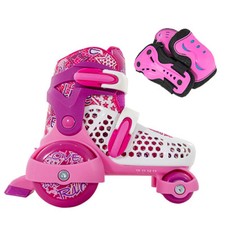SFR Stomper Adjustable Quad  Roller Skates Girls Pink - Optional Safety Pads