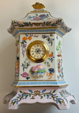 FRANKLIN MINT MANTEL CLOCK OF 100 FLOWERS CERAMIC DAWEN WANG MALAYSIA WORKING