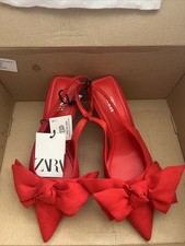 Zara Women's Red Heel Shoes Size 3uk 36Eur Brand New