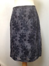 Vintage Patsy Seddon skirt 10-12 lined greys cotton blend, embroidery
