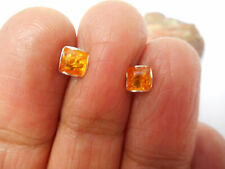 Small Square Cognac  AMBER  Sterling  Silver  925  Stud Earrings