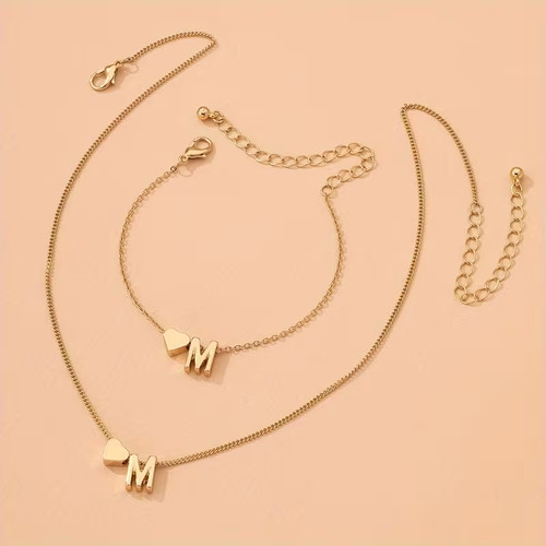 Gold plated necklace and - gold,