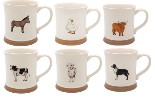 Farm animal mugs porcelain - farm,