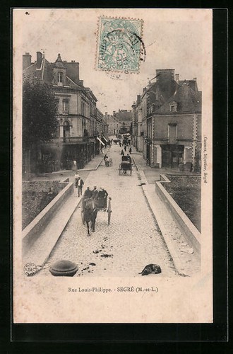 Old postcard segré rue - old,