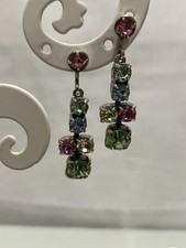 Vintage Original 1950s Sparkling Coloured Paste Crystals Screw Back Earrings