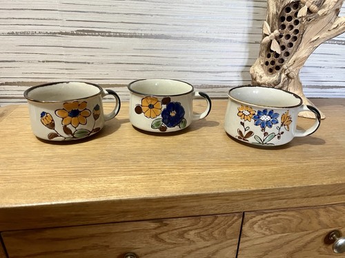 Vintage stoneware soup mugs - stoneware,