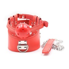 Red Faux Leather Collar & Lead