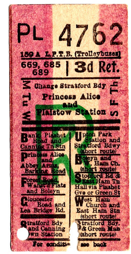 Trolleybus ticket london - ticket:,