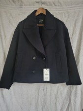ZARA DARK NAVY BLUE WOOL BLEND