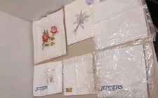 6 Ladies Hankies, Handkerchiefs. Embroidered flowers, lace. Historic Jenners.
