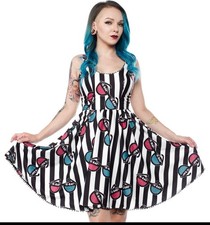 Sourpuss Plus Size Sweet X-Ray Specs Striped Dress Size Small