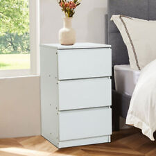 Bedside 3 Drawer Storage Cabinet White Chest of Drawers Side Table Shelf Bedroom
