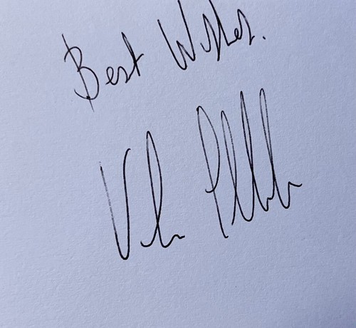 Hand signed white card - , of