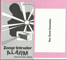 Micromark Zonar Intruder Alarm Use and Care book/Guide. Plus original guarantee.