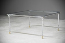 Italian Style Chrome & Brass Square Coffee Table