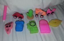 VINTAGE NOVELTY ERASER RUBBER x 10 80s COLLECTION GOMMES TELEPHONE CACTUS LIPS