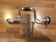 Vintage Stanley No 73 10" Mk4 Carpenters Ratchet Brace + Auger Bits