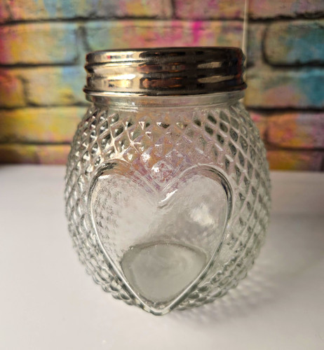 Pressed glass heart - pressed, jar