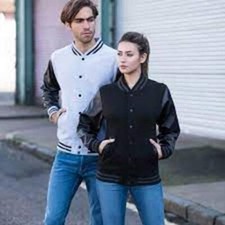 AWDis Hoods Letterman American Style College Jacket Faux Leather Sleeve JH042