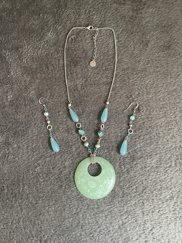 Blue bead and jade style - blue,