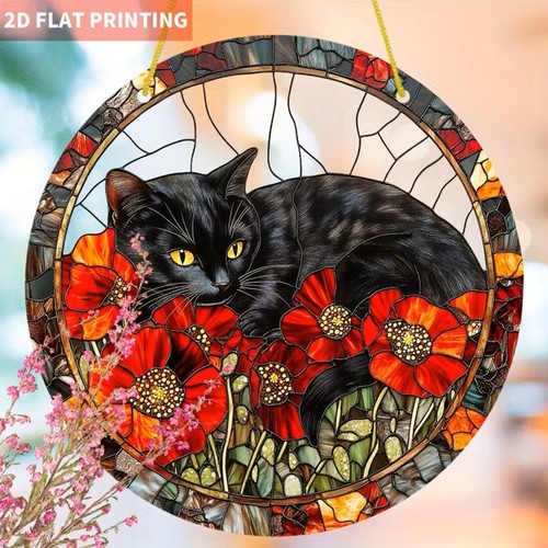 Black cat poppys suncatcher - poppys,