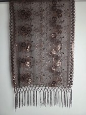 Brown Sequin Net Embroidered