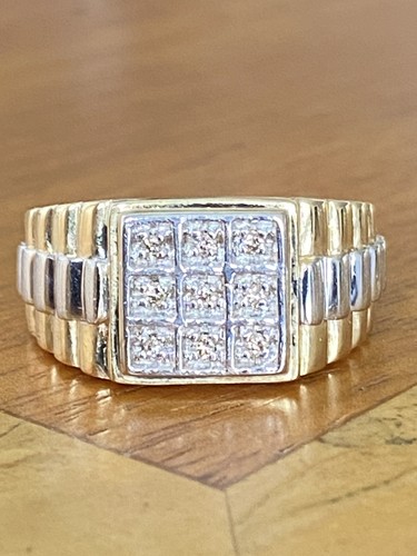 Gents 9ct gold diamond - 9ct, &