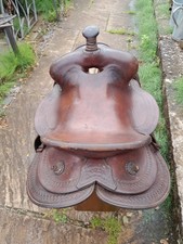 Vintage American Western Saddle Brown Leather Display Shop Club Pub Collector