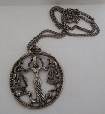Pewter Zodiac Sign  Libra pendant 2 ins diameter with 24 ins Chain